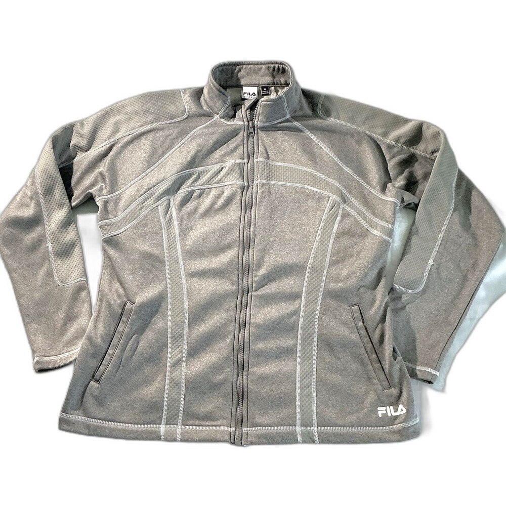 FILA SPORT Athletic Performance Jacket Zip-Up Heather Gray XL